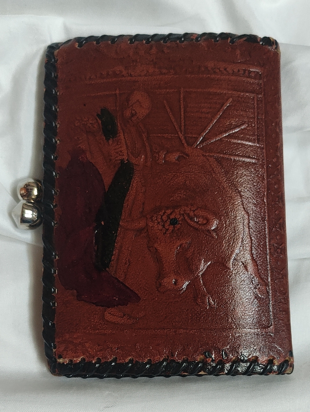 Leather Wiman's Card Wallet - Brown with Black Trim